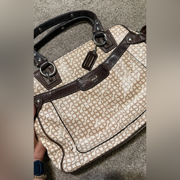 Vintage Coach Bag in Coated Canvas with Leather Trims and Straps - Picture 3 of 7